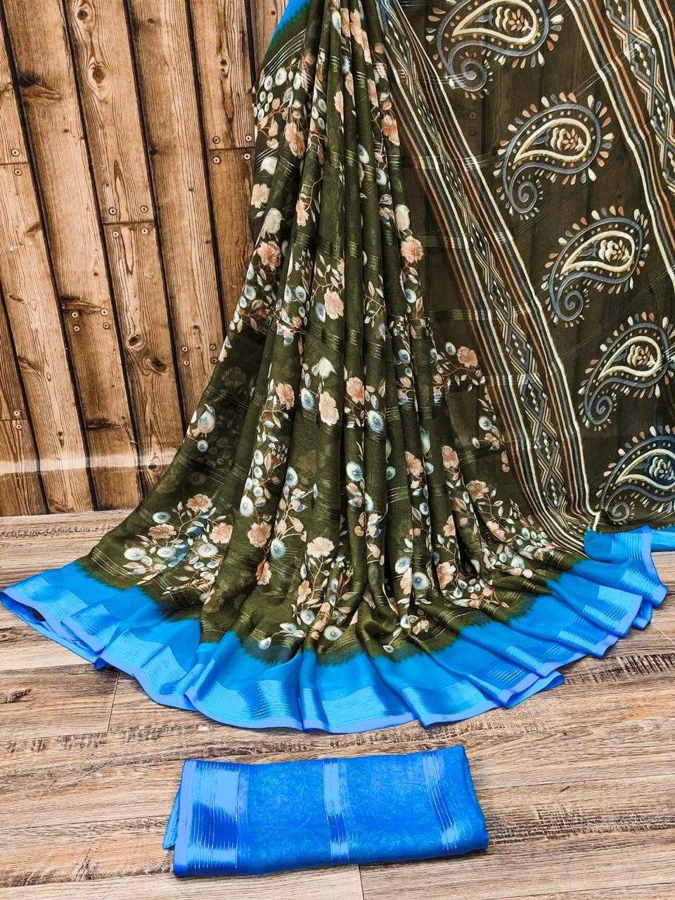 Chiffon Rin149 Mkd114 Sarees  Printed Ladies Chiffon Zari Border Sarees