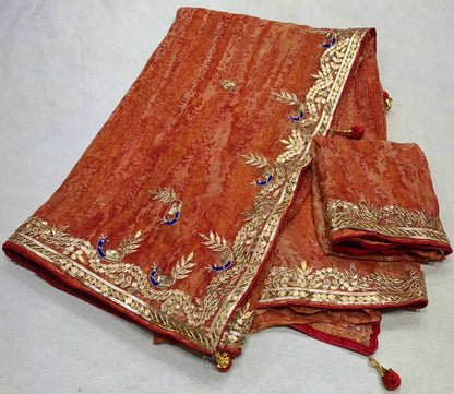 Chiffon Rin152 Nsd59 Sarees  Chiffon Gota Patti Work Lace Broder Traditional Sarees