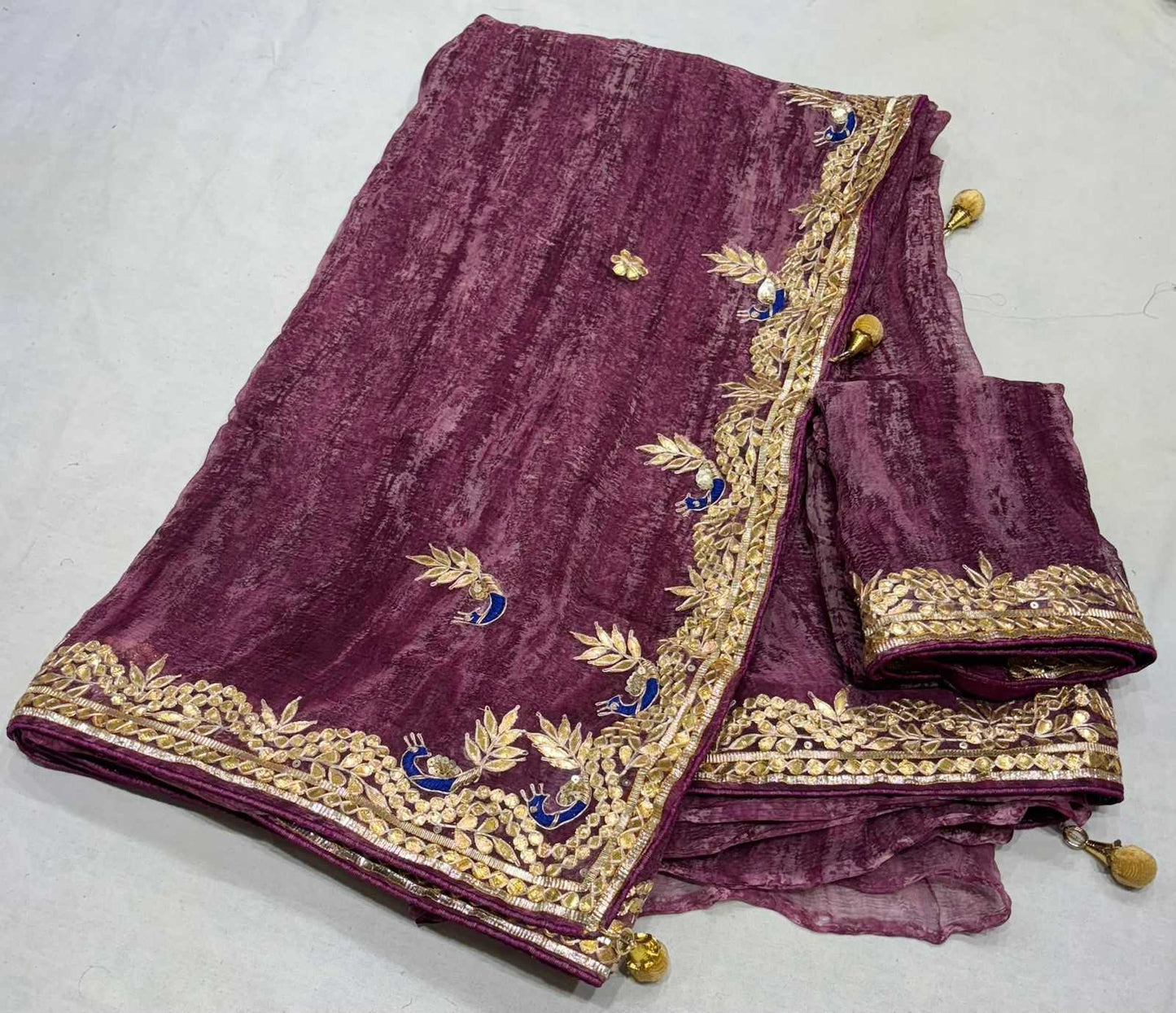 Chiffon Rin152 Nsd59 Sarees  Chiffon Gota Patti Work Lace Broder Traditional Sarees