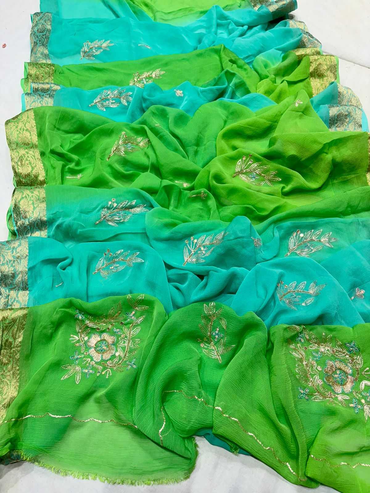 Chiffon  Rin152 Nsd61 Sarees  Sequence Chiffon Half And Half Butta Sarees