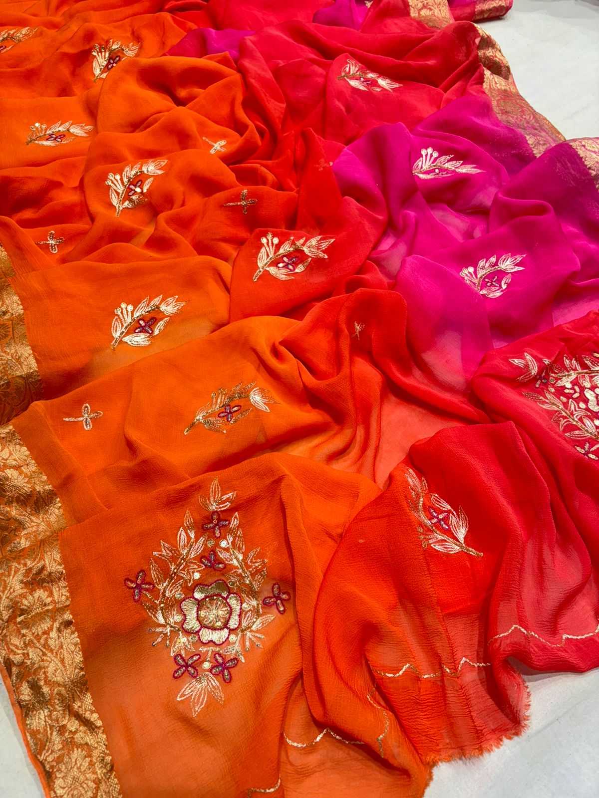 Chiffon  Rin152 Nsd61 Sarees  Sequence Chiffon Half And Half Butta Sarees