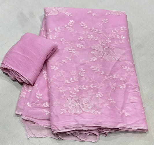 Chiffon Rin152 Nsd64 Sarees  Chiffon Work Embroidered Sarees