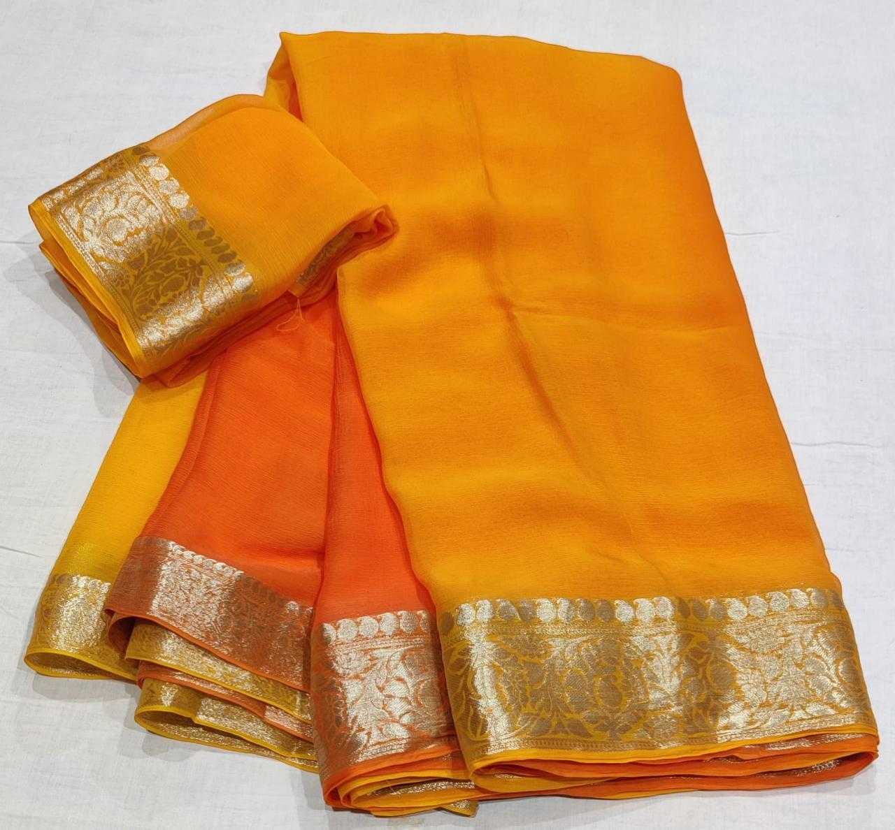 Chiffon Rin152 Nsd65 Sarees  Half And Half Chiffon Zari Border Sarees