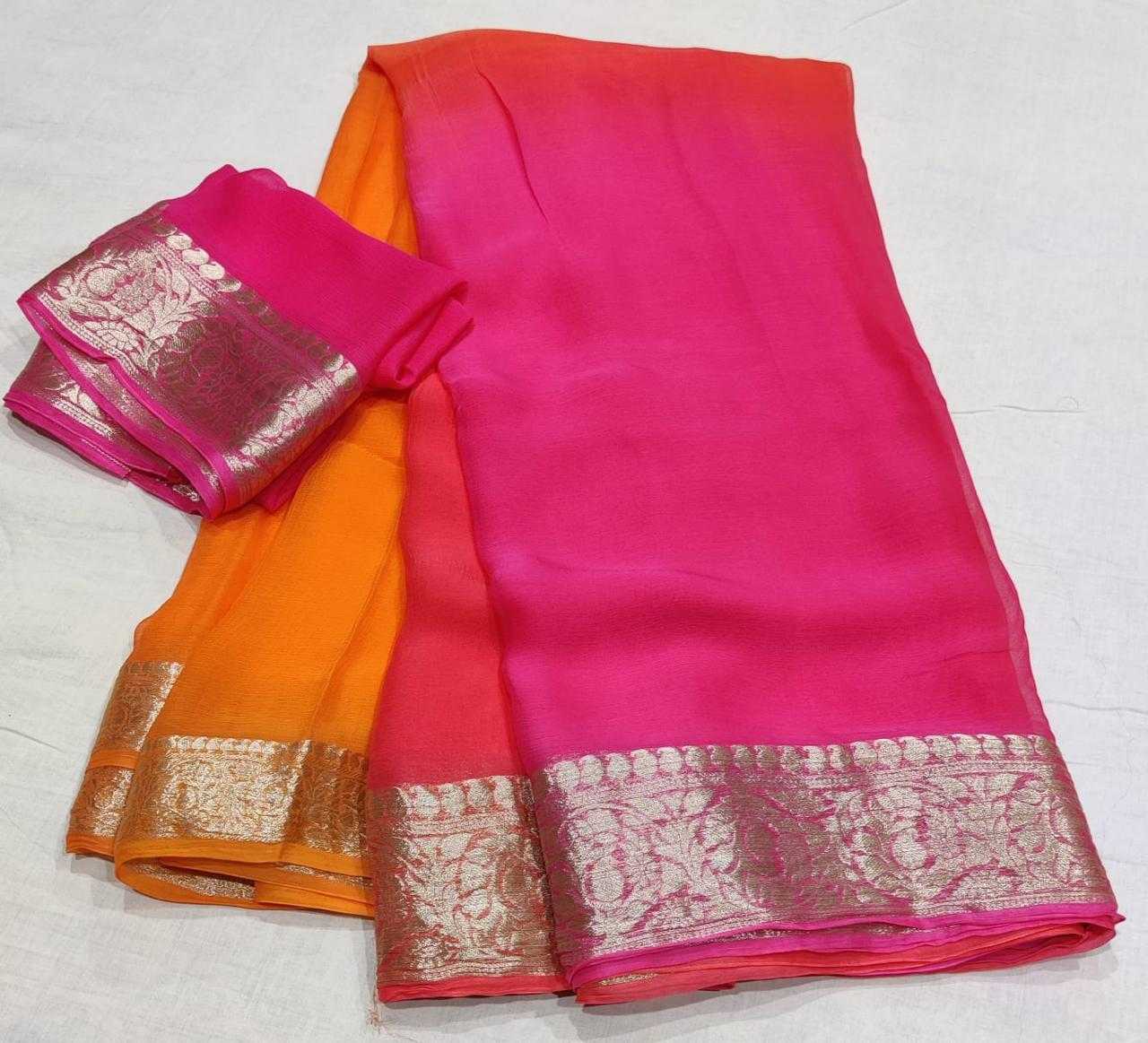 Chiffon Rin152 Nsd65 Sarees  Half And Half Chiffon Zari Border Sarees