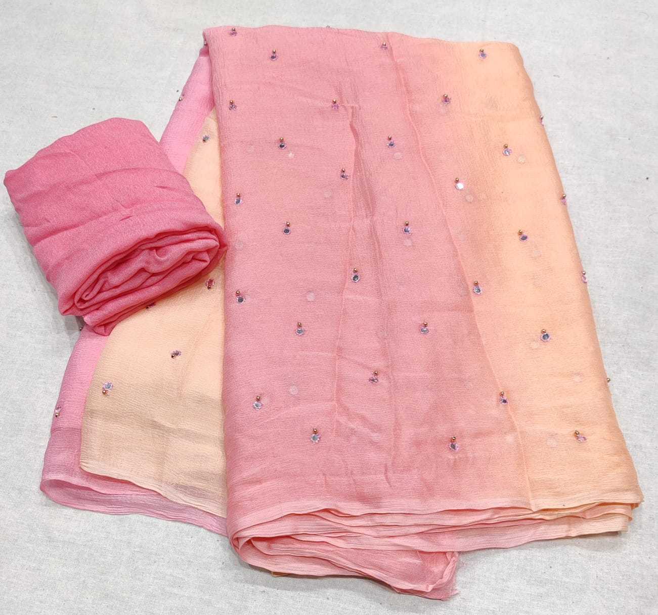 Chiffon Rin152 Nsd73 Sarees  Half And Half Chiffon Work Mirror Work Sarees