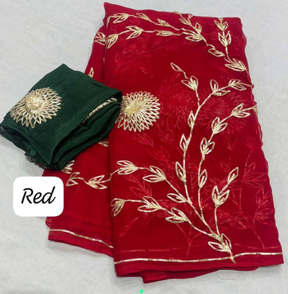 Chiffon Rin152 Nsd80 Sarees  Chiffon Gota Patti Butta Sarees