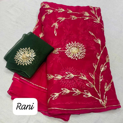 Chiffon Rin152 Nsd80 Sarees  Chiffon Gota Patti Butta Sarees