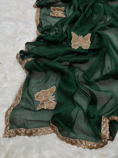 Chiffon Rin160 Ptf10 Sarees  Fancy Chiffon Butta Sarees