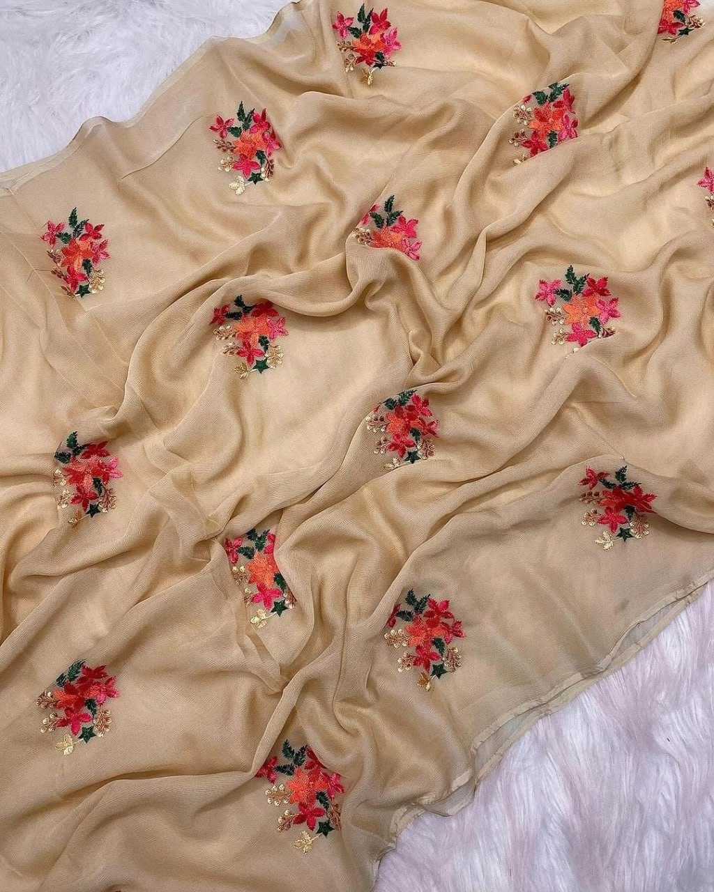 Chiffon Rin163 Rae18 Sarees  Chiffon Embroidered Butta Sarees