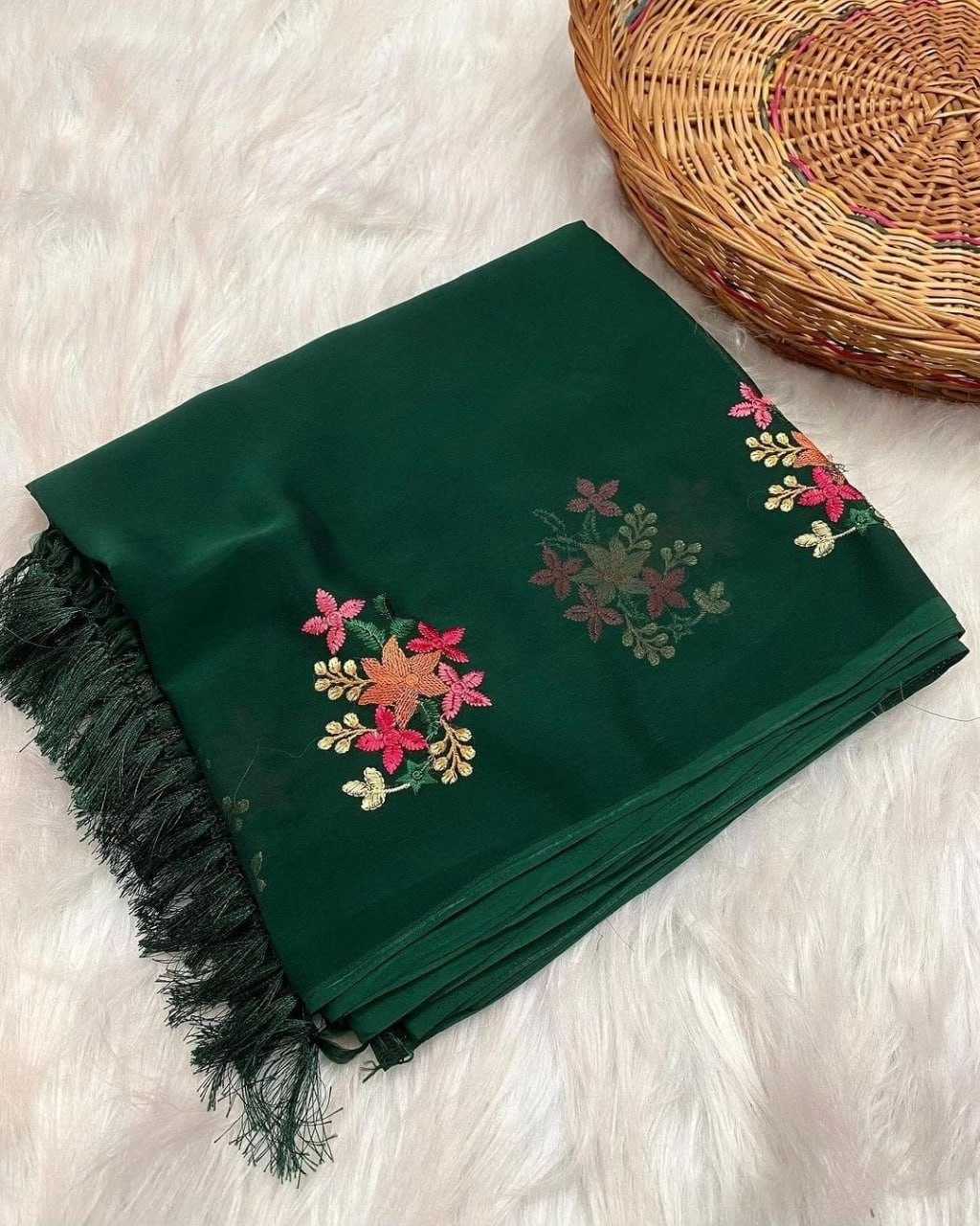 Chiffon Rin163 Rae18 Sarees  Chiffon Embroidered Butta Sarees