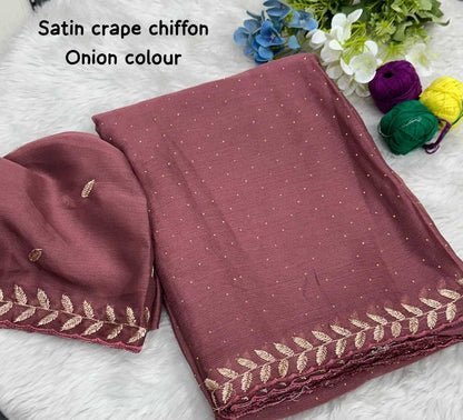 Chiffon Rin171 542 Sarees  Fancy Chiffon Hand Work Embroidered Cutwork Sarees