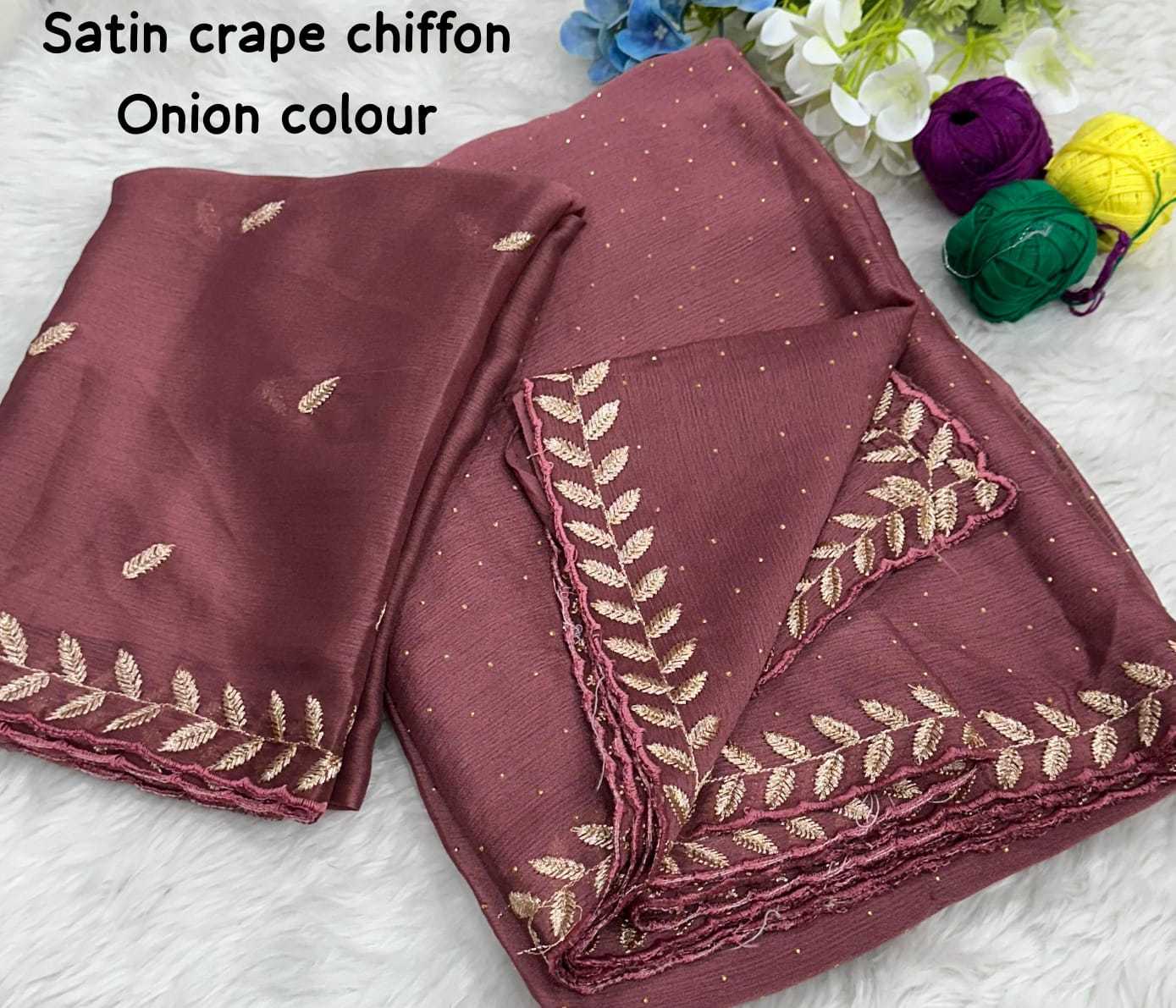 Chiffon Rin171 542 Sarees  Fancy Chiffon Hand Work Embroidered Cutwork Sarees