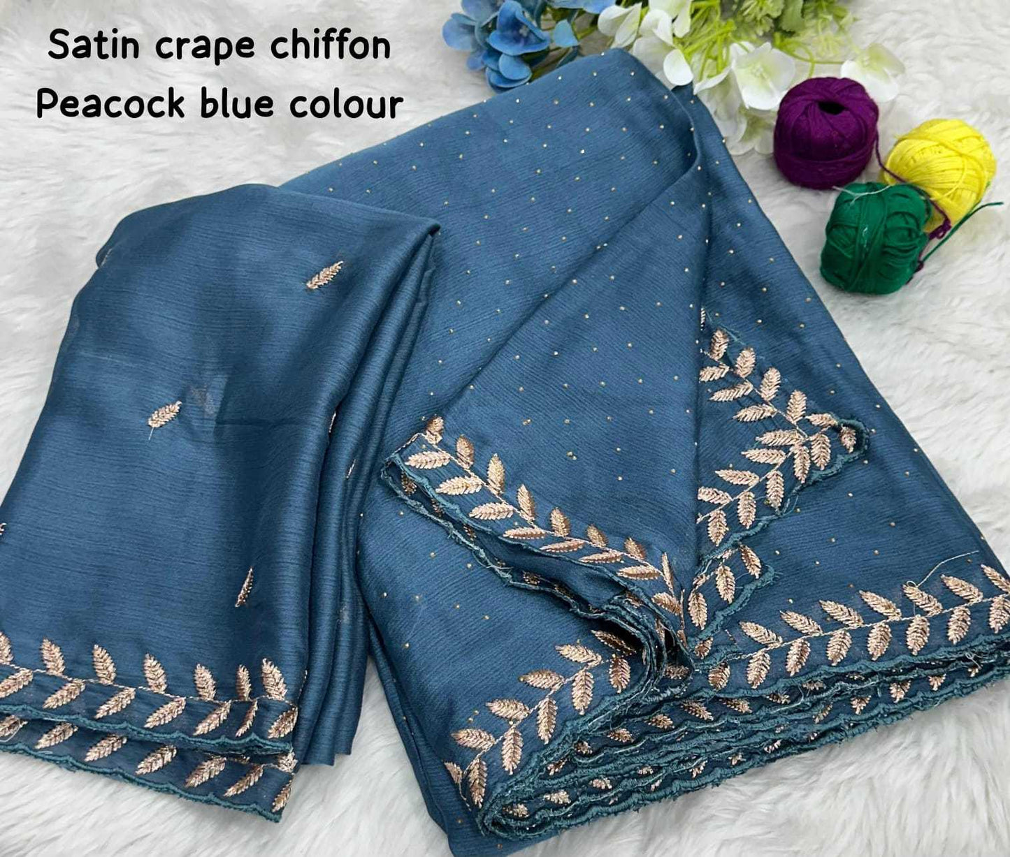 Chiffon Rin171 542 Sarees  Fancy Chiffon Hand Work Embroidered Cutwork Sarees