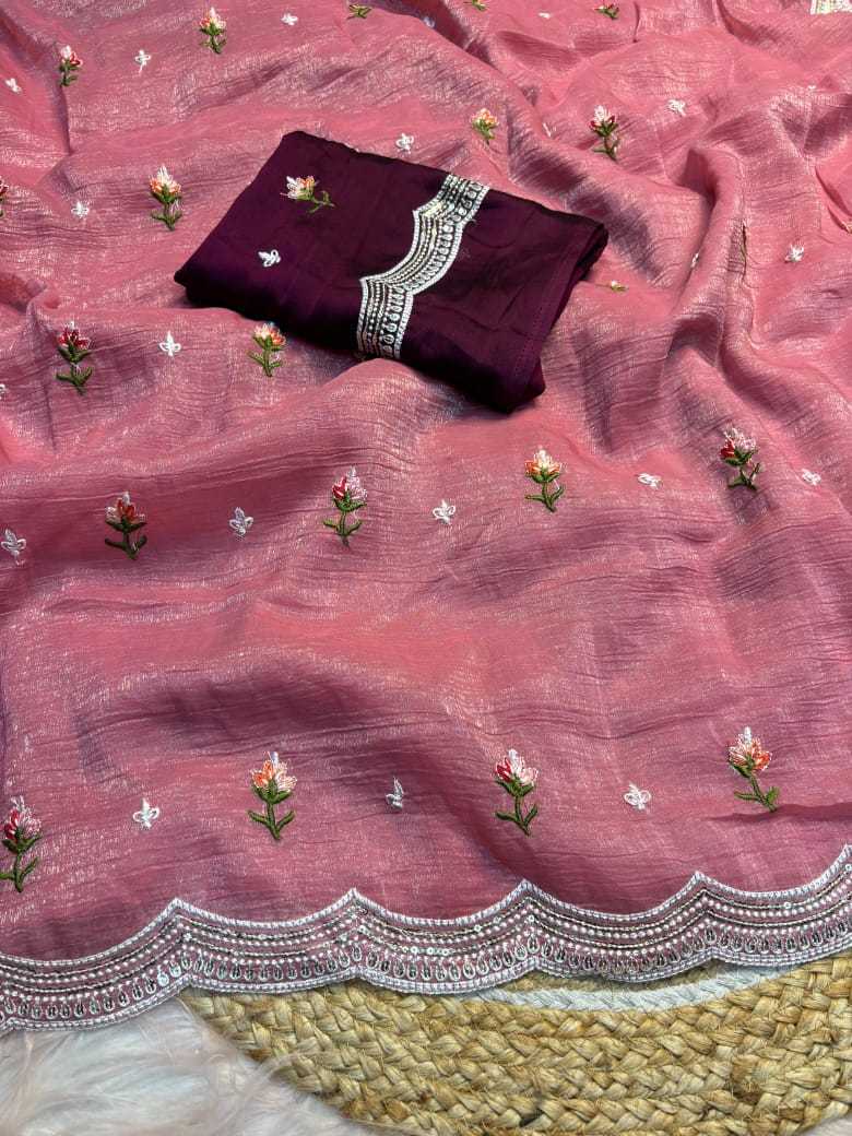 Chiffon Rin182 Run86 Sarees  Chiffon Work Embroidered Cutwork Sarees