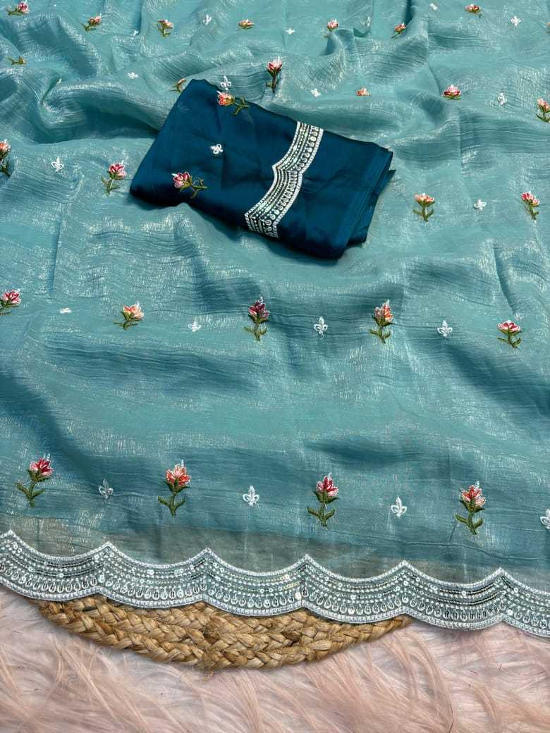 Chiffon Rin182 Run86 Sarees  Chiffon Work Embroidered Cutwork Sarees