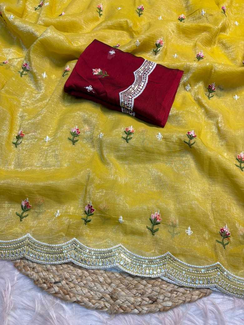 Chiffon Rin182 Run86 Sarees  Chiffon Work Embroidered Cutwork Sarees