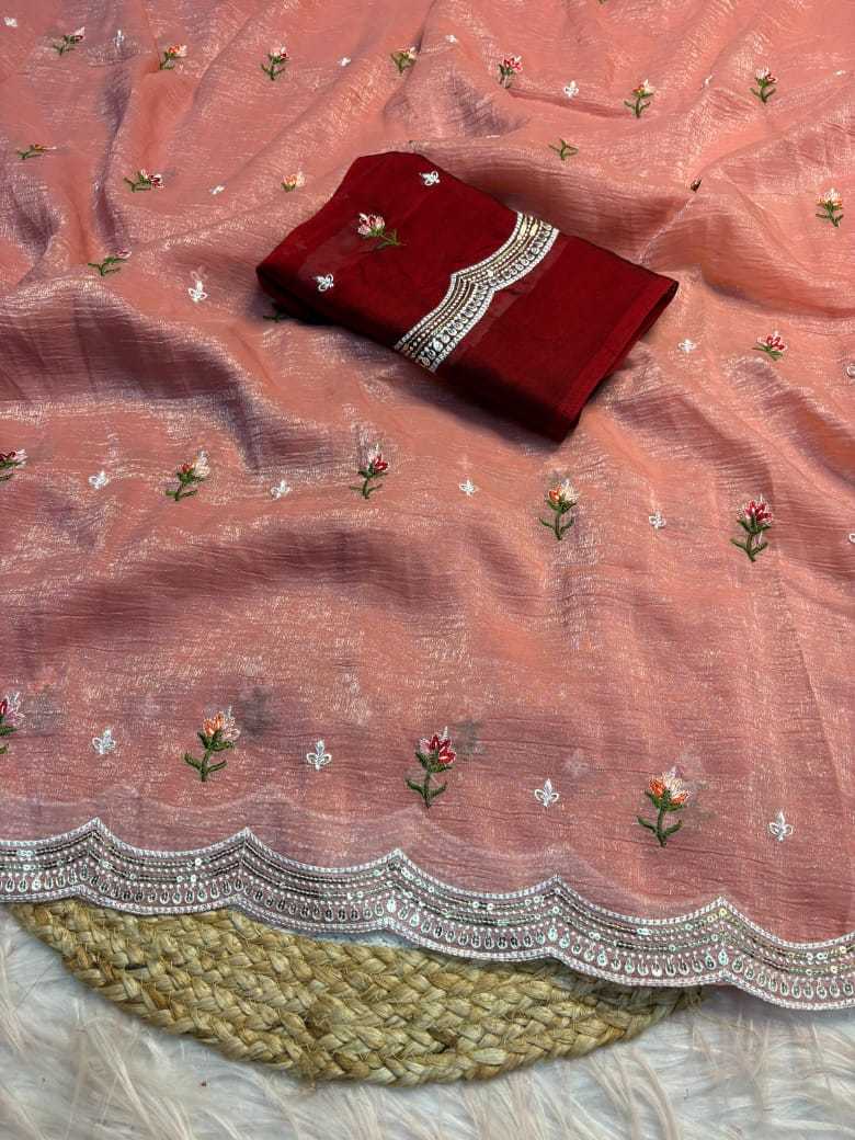 Chiffon Rin182 Run86 Sarees  Chiffon Work Embroidered Cutwork Sarees