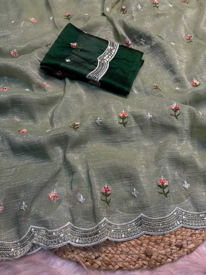 Chiffon Rin182 Run86 Sarees  Chiffon Work Embroidered Cutwork Sarees