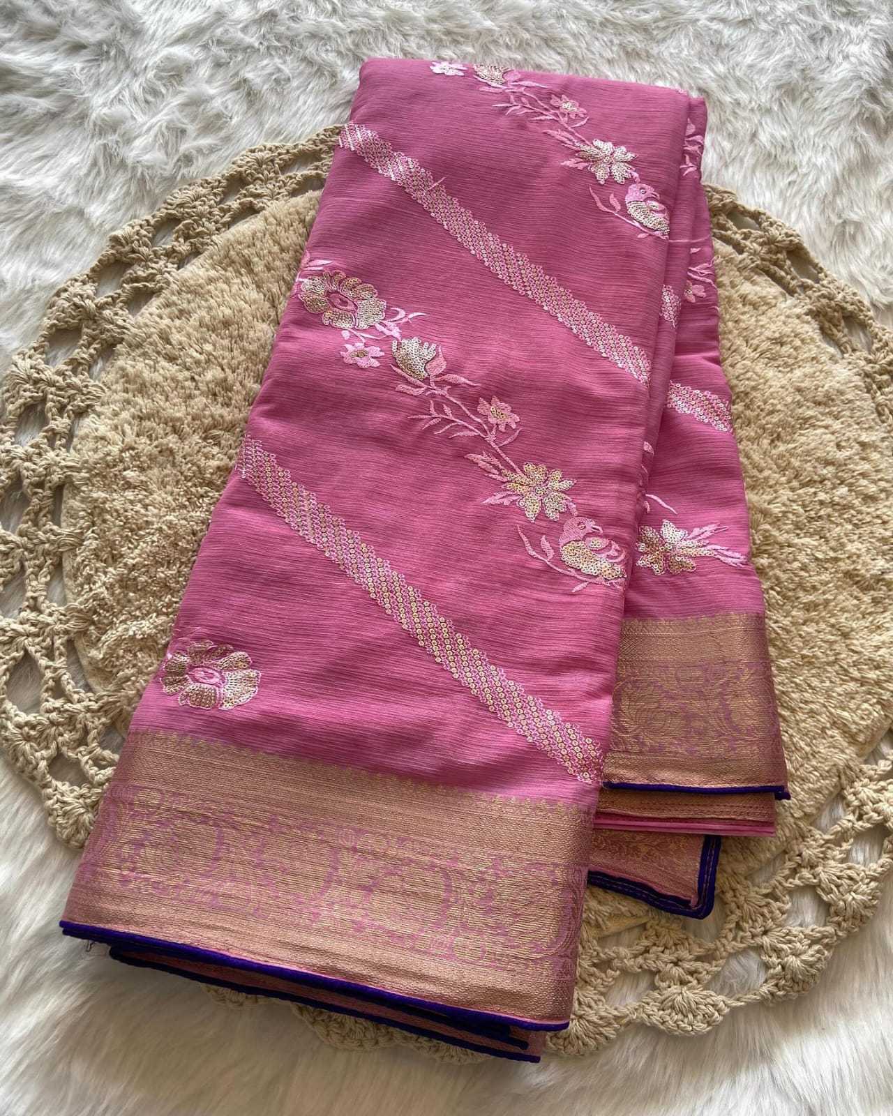 Chiffon Rin193 Apn30 Sarees  Chiffon Embroidered Zari Border Lightweight Sarees