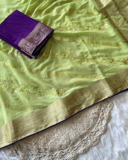 Chiffon Rin193 Apn30 Sarees  Chiffon Embroidered Zari Border Lightweight Sarees