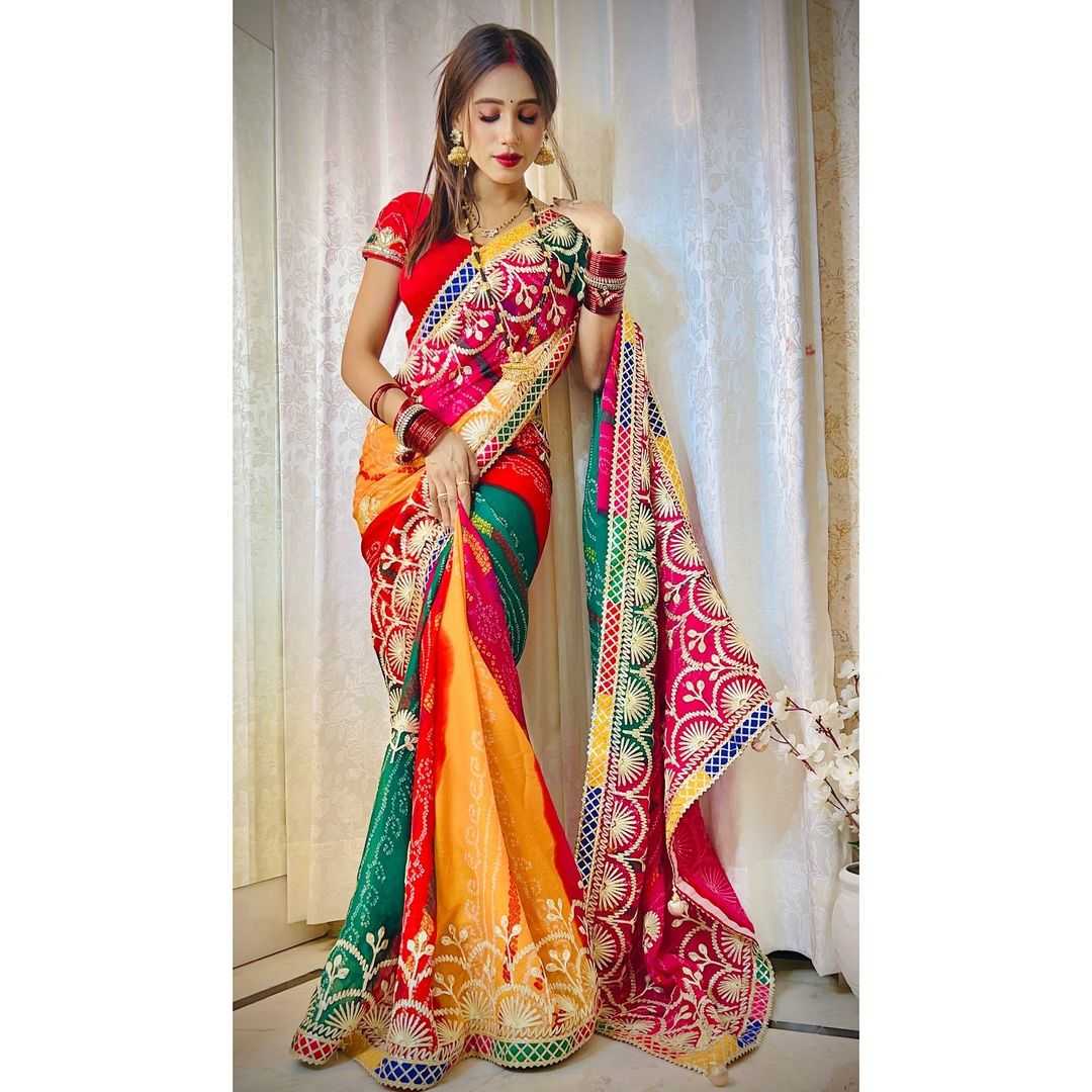 Chiffon Rjk 43 Sarees  Chiffon Leheriya Rajasthani Sarees