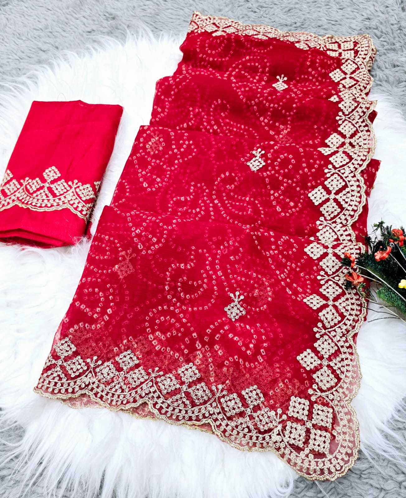 Chiffon Rjk 49 Sarees  Chiffon Embroidered Cutwork Sarees