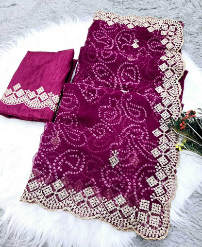 Chiffon Rjk 49 Sarees  Chiffon Embroidered Cutwork Sarees