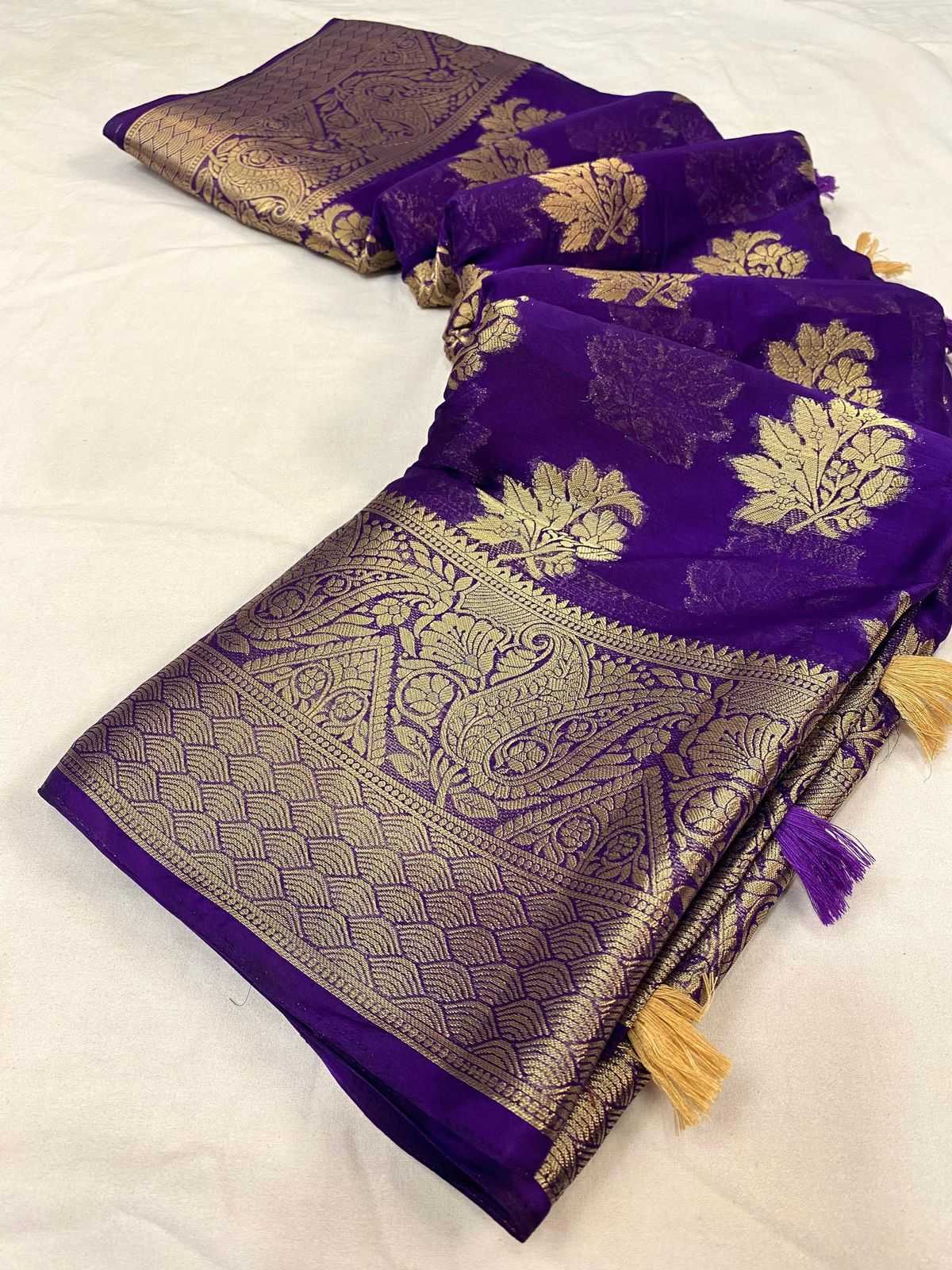 Chinon Ape 19 Sarees  Georgette Butta Jacquard Sarees