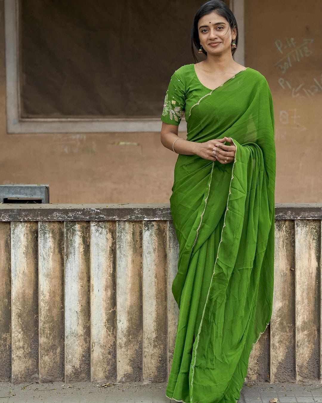 Chinon Ape 49 Sarees  Hand Work Plain Solid Sarees