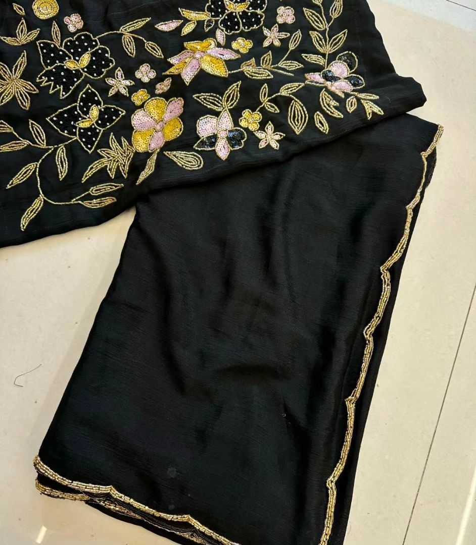 Chinon Ape 49 Sarees  Hand Work Plain Solid Sarees