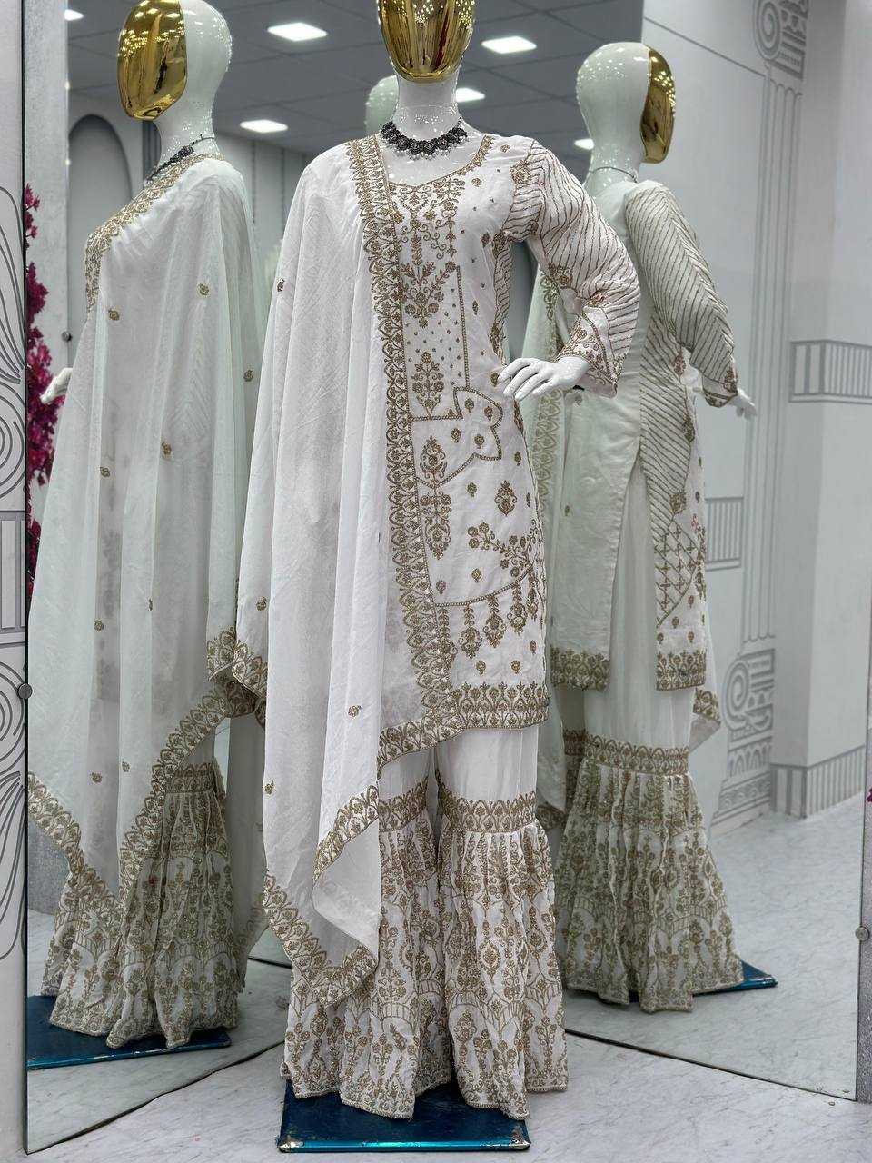 Chinon Kesh119 013 Suits & Dresses Islamic Clothing  Sharara Salwar Pakistani Embroidery Wedding Suits