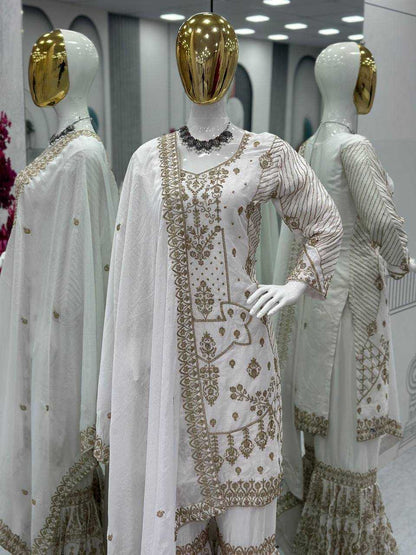 Chinon Kesh119 013 Suits & Dresses Islamic Clothing  Sharara Salwar Pakistani Embroidery Wedding Suits