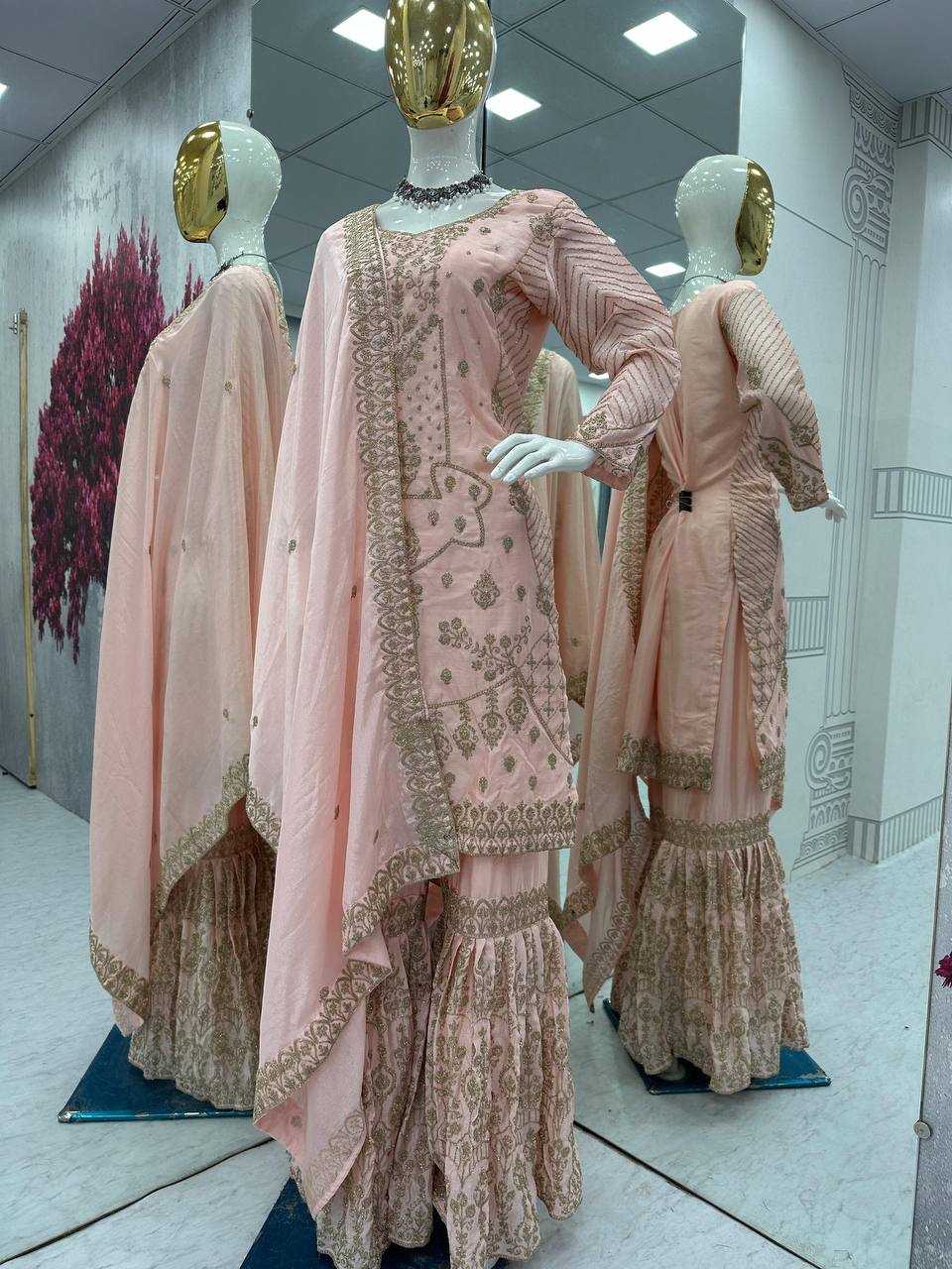 Chinon Kesh119 013 Suits & Dresses Islamic Clothing  Sharara Salwar Pakistani Embroidery Wedding Suits