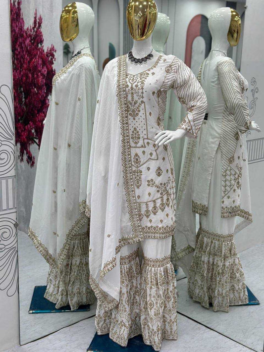 Chinon Kesh119 013 Suits & Dresses Islamic Clothing  Sharara Salwar Pakistani Embroidery Wedding Suits