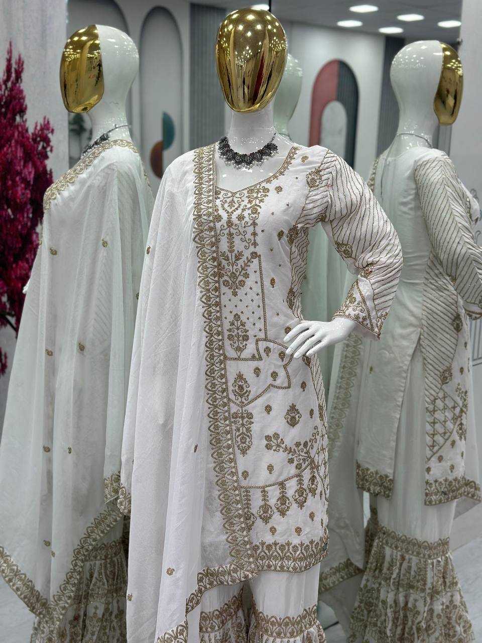 Chinon Kesh119 013 Suits & Dresses Islamic Clothing  Sharara Salwar Pakistani Embroidery Wedding Suits