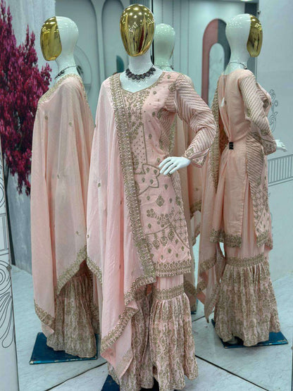 Chinon Kesh119 013 Suits & Dresses Islamic Clothing  Sharara Salwar Pakistani Embroidery Wedding Suits