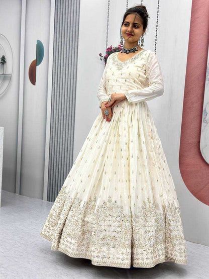 Chinon Kesh119 07 Gowns  Embroidery Anarkali Long Work Wedding Gowns