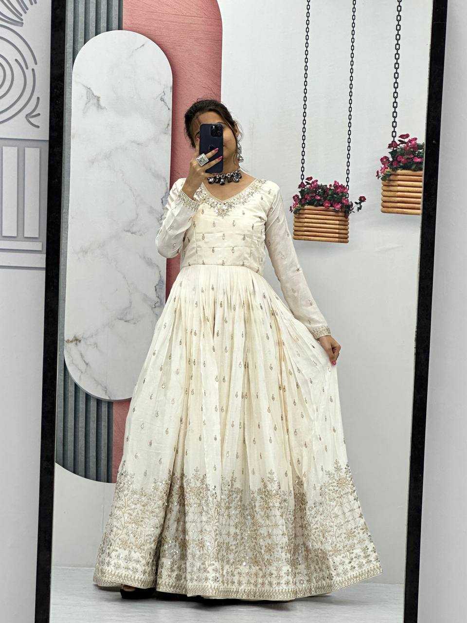 Chinon Kesh119 07 Gowns  Embroidery Anarkali Long Work Wedding Gowns