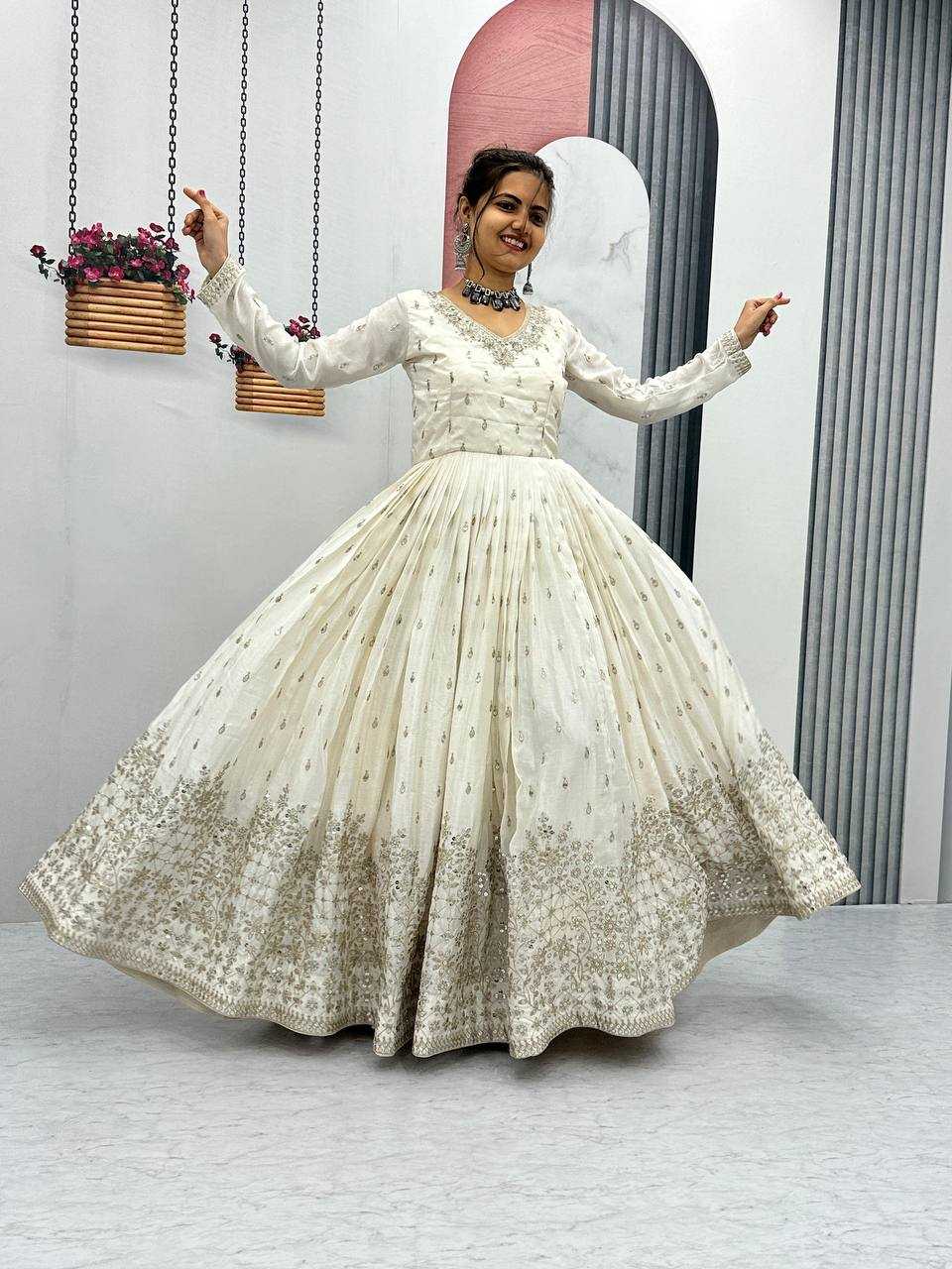 Chinon Kesh119 07 Gowns  Embroidery Anarkali Long Work Wedding Gowns