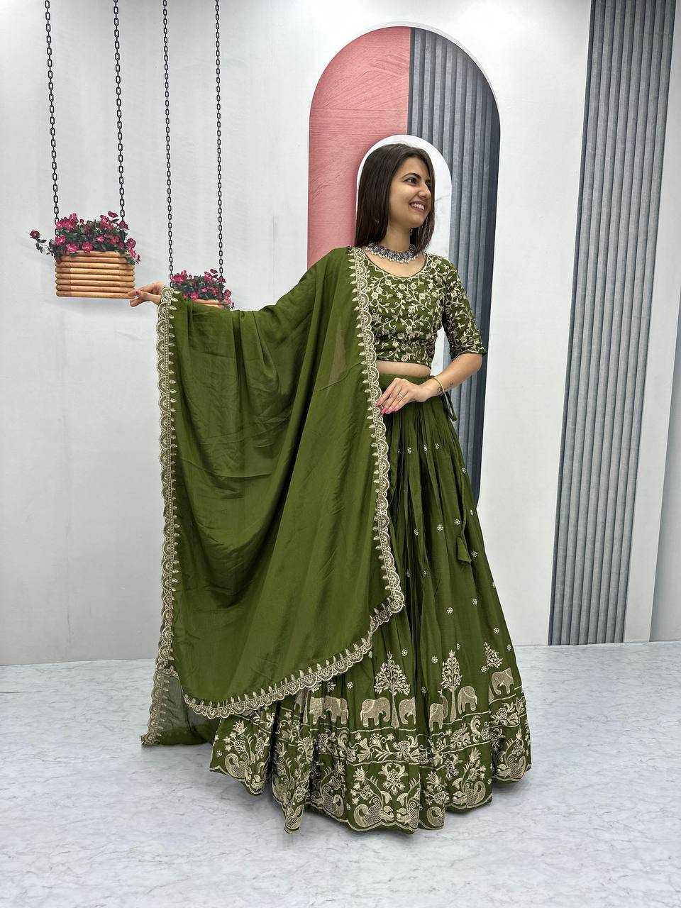 Chinon Kesh120 075 Lehengas  Silk Traditional Embroidered Lehengas