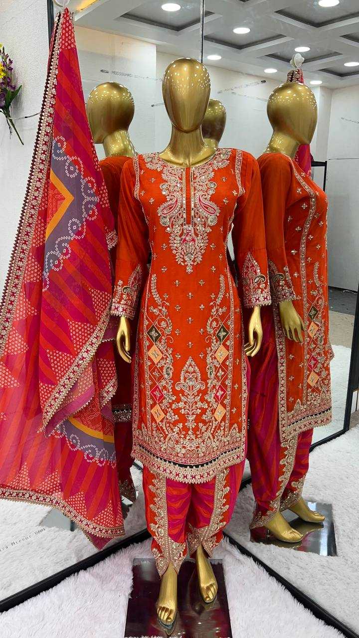 Chinon Kesh121 1619 Suits & Dresses  Embroidery Patiala Ladies Salwar Dhoti Salwar Punjabi Suits