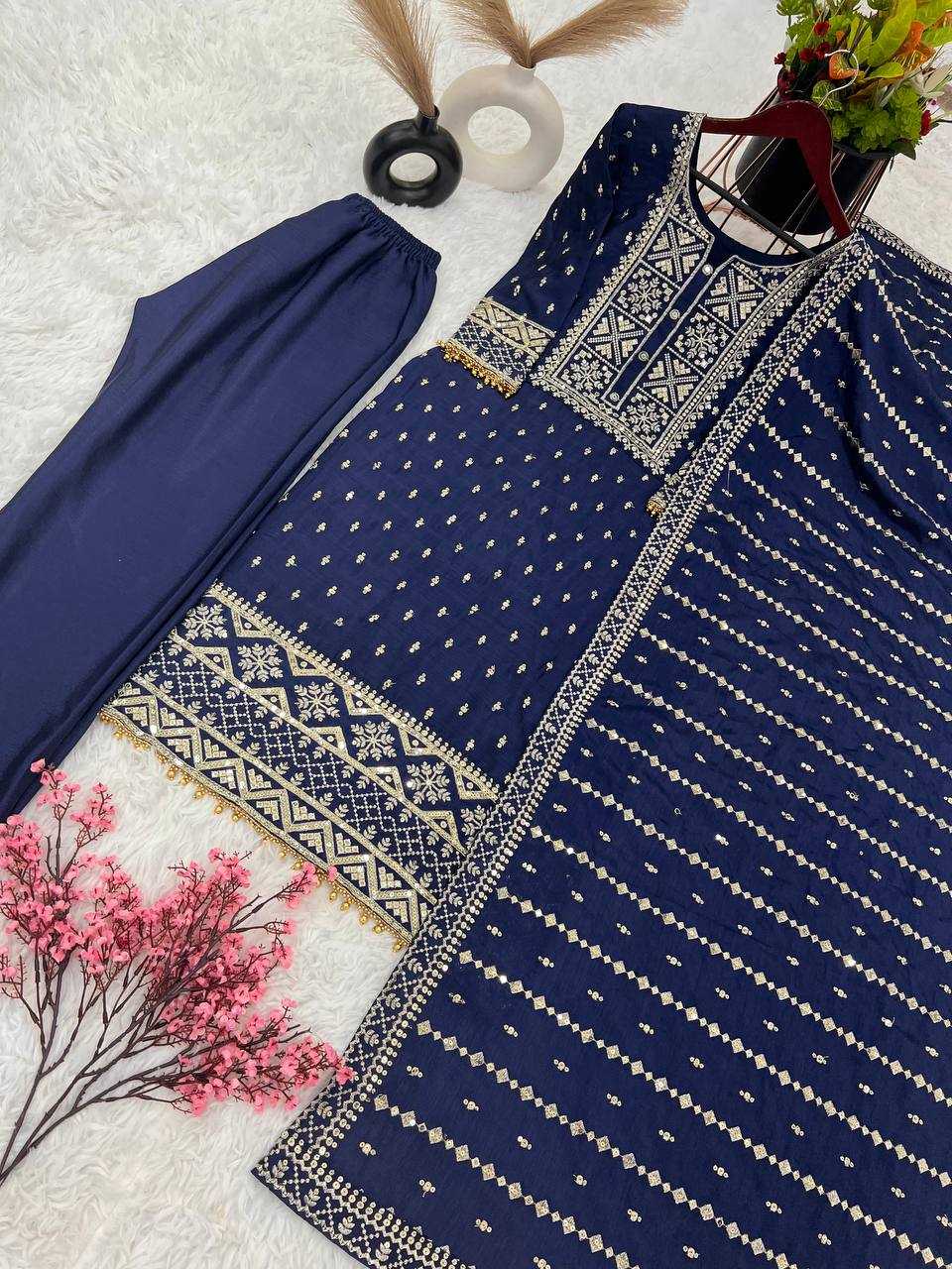 Chinon Kesh123 5168 Suits & Dresses  Embroidery Palazzo Ladies Silk Suits