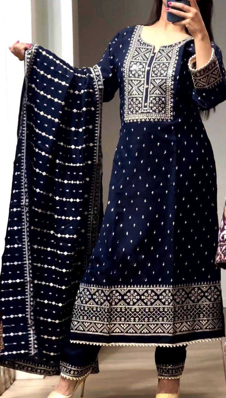 Chinon Kesh123 5168 Suits & Dresses  Embroidery Palazzo Ladies Silk Suits