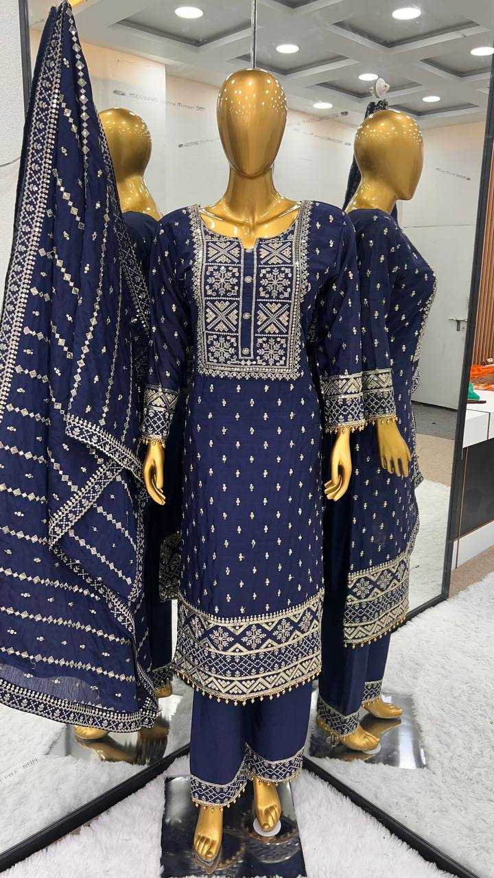 Chinon Kesh123 5168 Suits & Dresses  Embroidery Palazzo Ladies Silk Suits