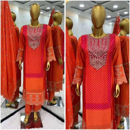 Chinon Kesh123 5187 Suits & Dresses  Printed Embroidered Ladies Party Wear Wedding Suits