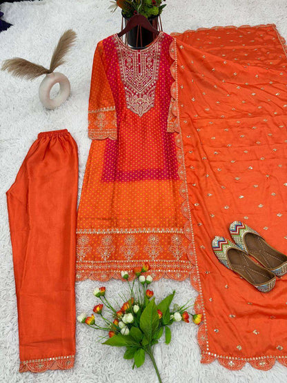 Chinon Kesh123 5187 Suits & Dresses  Printed Embroidered Ladies Party Wear Wedding Suits