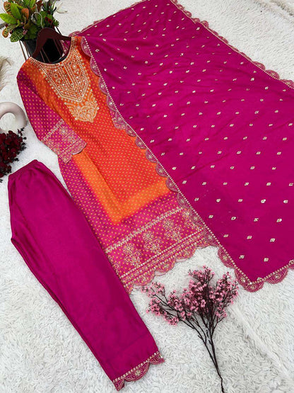 Chinon Kesh123 5187 Suits & Dresses  Printed Embroidered Ladies Party Wear Wedding Suits