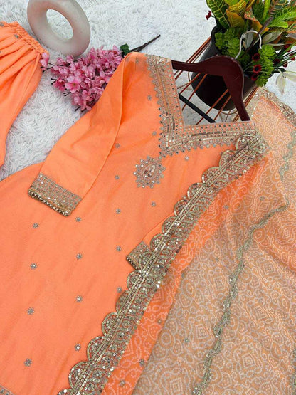 Chinon Kesh124 821 Suits & Dresses Islamic Clothing  Sharara Salwar Pakistani Embroidery Zari Work Suits