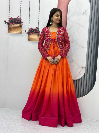 Chinon Kesh127 042 Gowns  Fancy Embroidery Anarkali Party Long Gowns