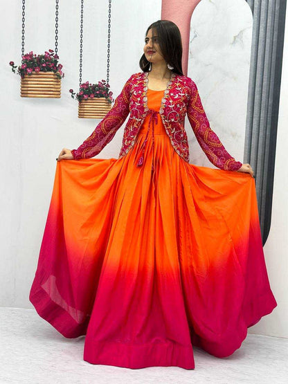 Chinon Kesh127 042 Gowns  Fancy Embroidery Anarkali Party Long Gowns